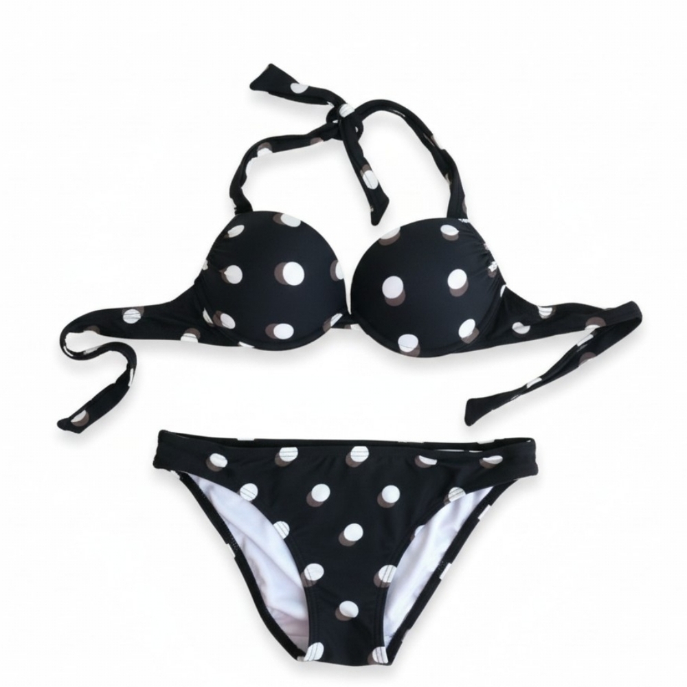 Coral Reef Black Polka Dot Bikini 32A/B 34A/B Medium